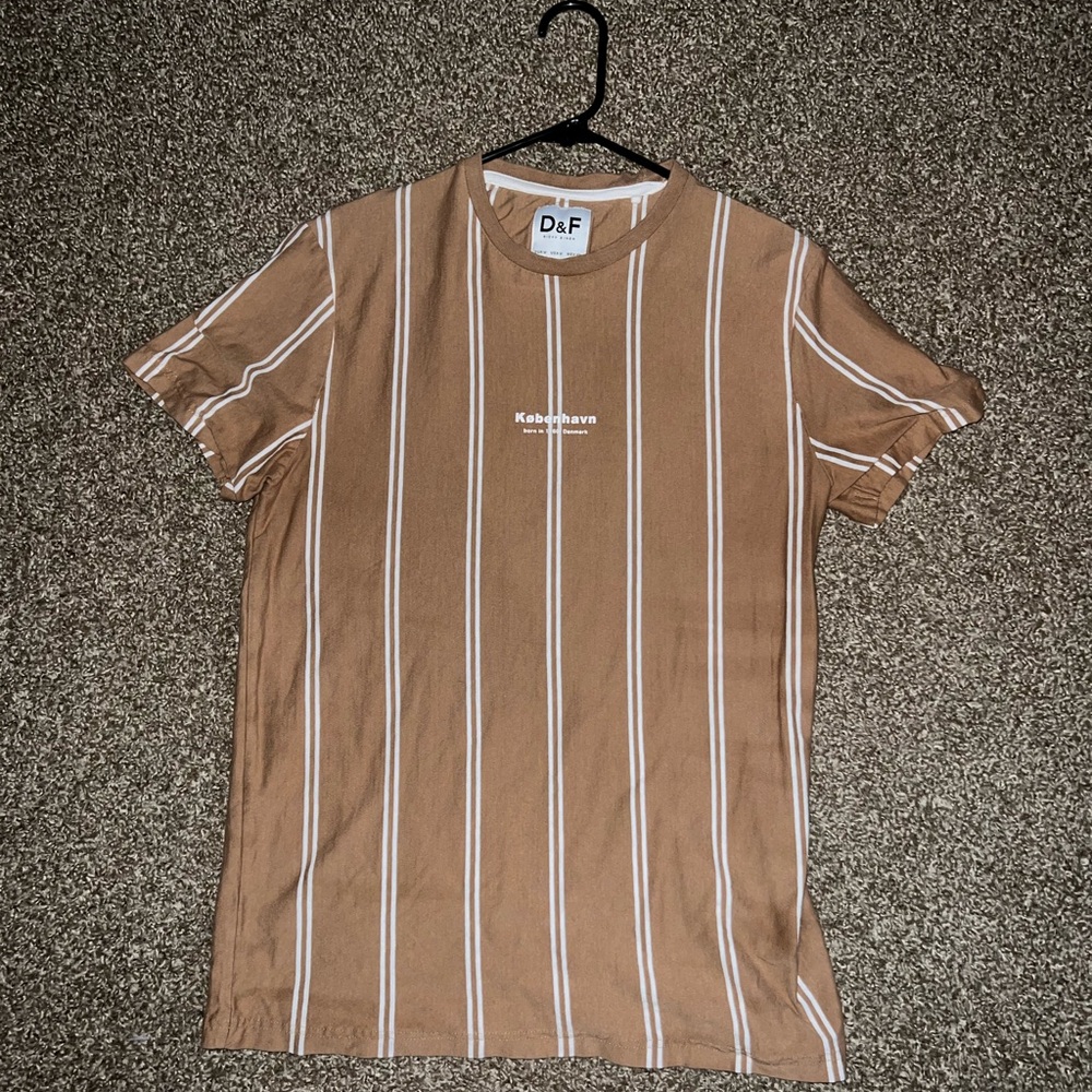 D&F Ricky Singh Vintage OG Tan White Striped T Shirt